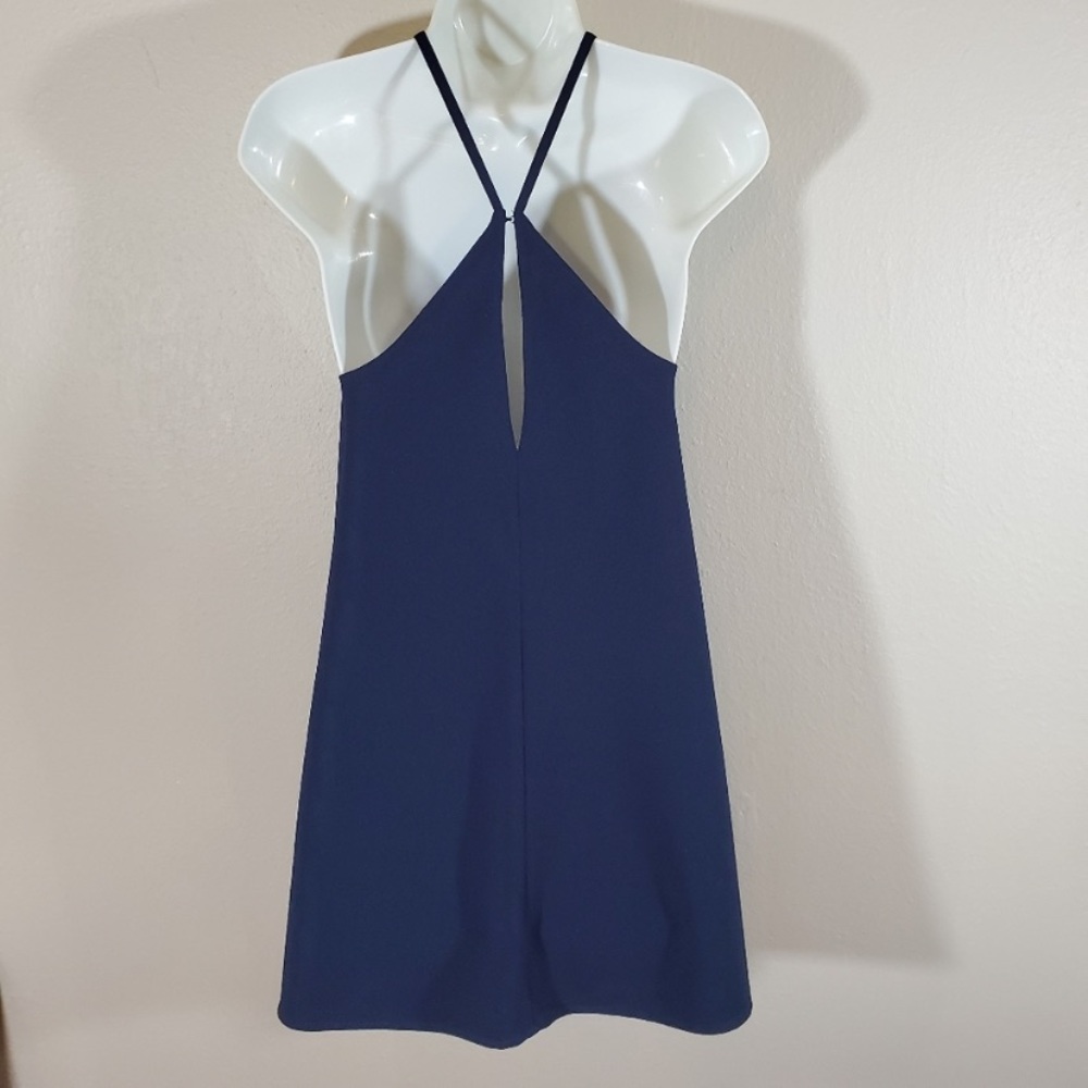 Lulu's Navy Blue Keyhole Back Halter Swing Dress